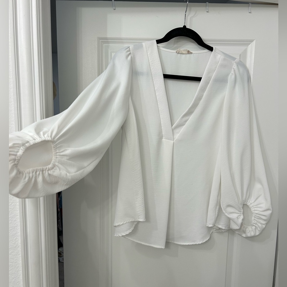 White flowy formal top